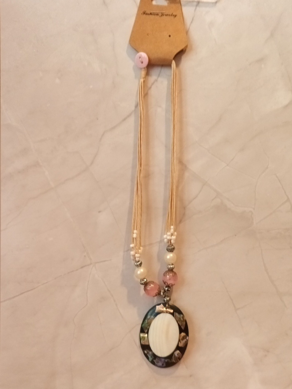 Women’s Pink Beaded Pendant Necklace